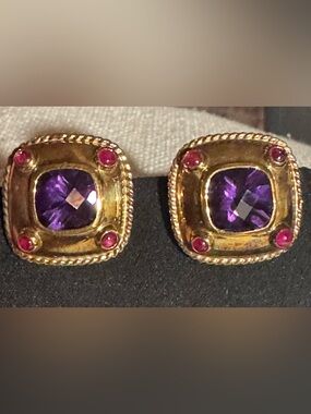 David Yurman 14k solid gold renaissance earrings Rare pierced omega backs